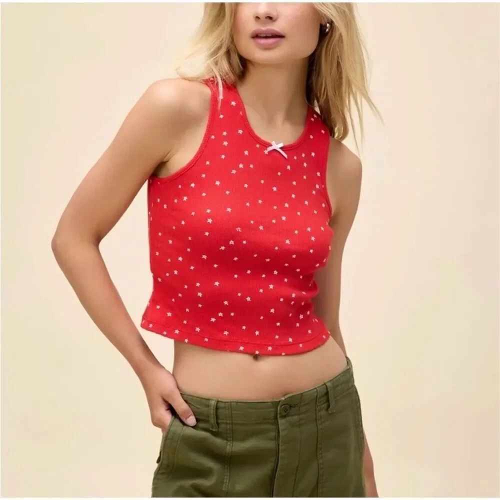 ✨Daydreamer Red Bow Tank Sz Small Top with White Stars✨